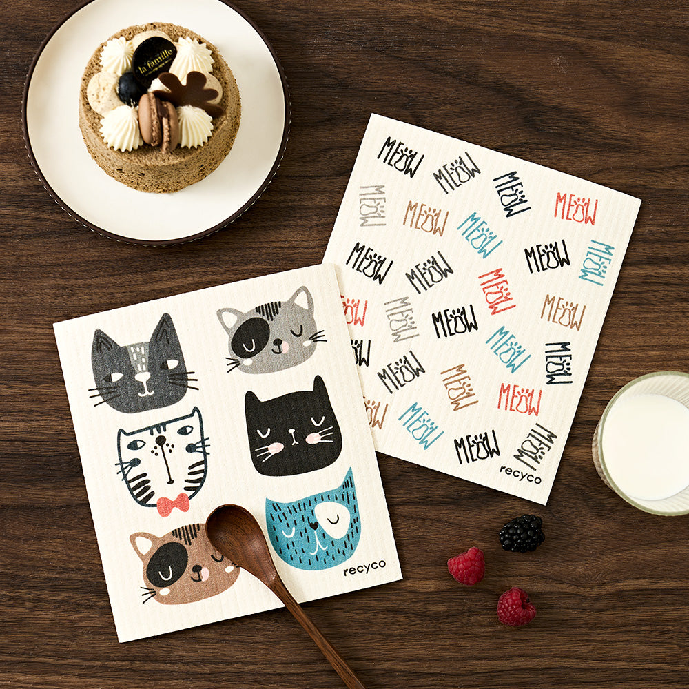 Whimsy Meow Swedish Dishcloth Set - 2 Pack – Recyco Living LLC