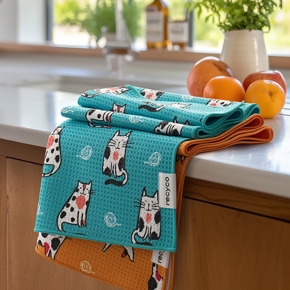 Cuddly Cats Waffle Kitchen Towel - 2 Pack – Recyco Living LLC