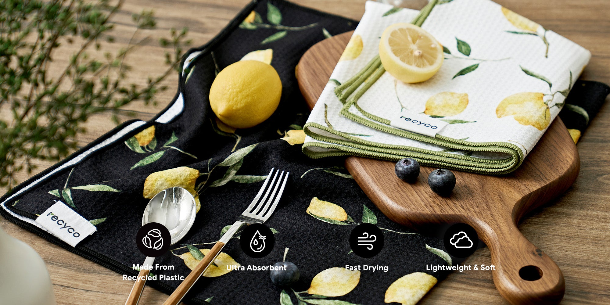 Lemon Grove Waffle Kitchen Towel - 2 Pack – Recyco Living LLC