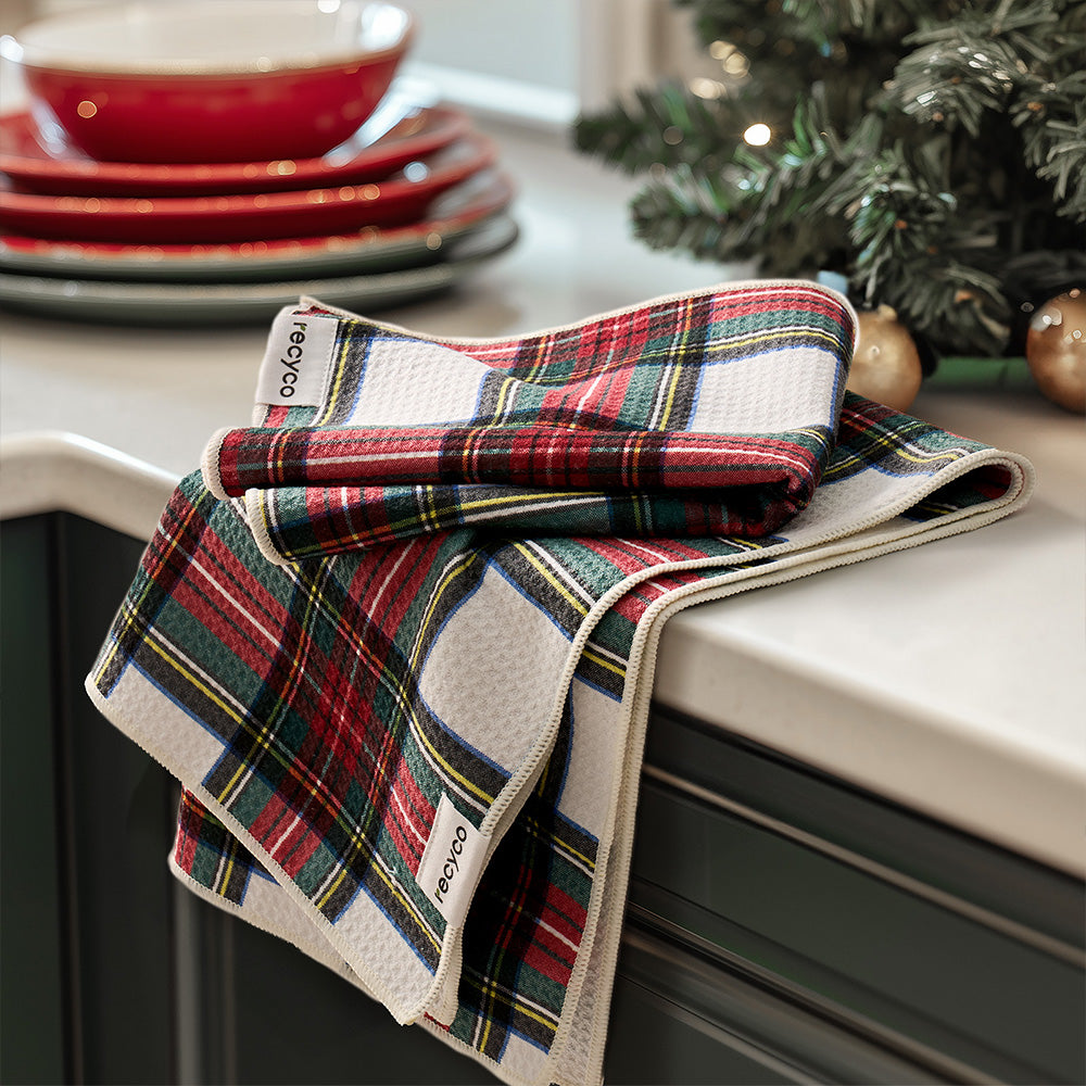 holiday ロゴテープ Christmas Plaid Waffle Kitchen Towel - 2 Pack – Recyco Living LLC