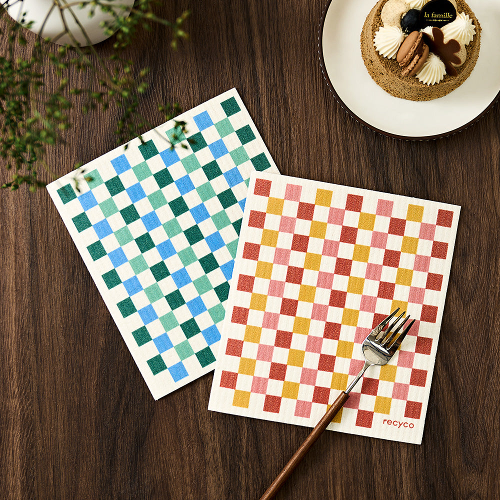 Checkerboard Bliss Swedish Dishcloth Set - 2 Pack – Recyco Living LLC