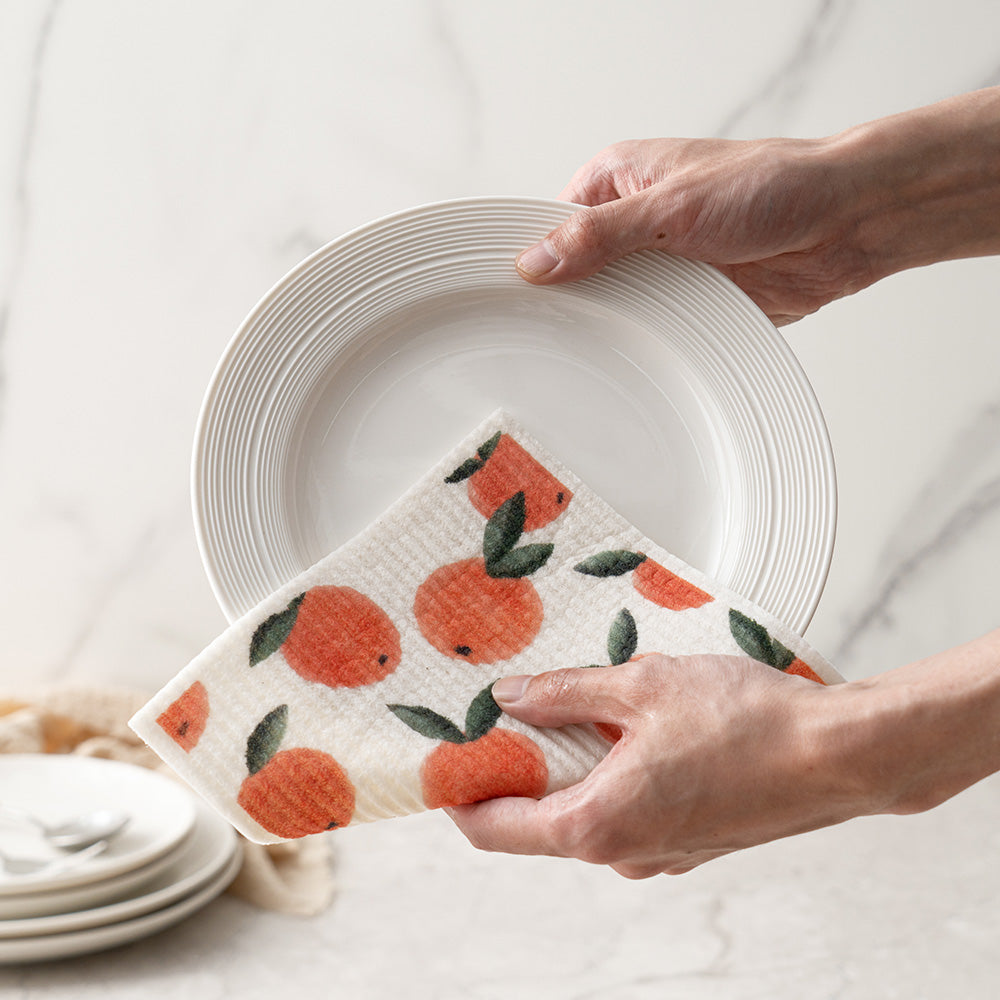 Peachy Leaves Swedish Dishcloth Set - Thumbnail 3