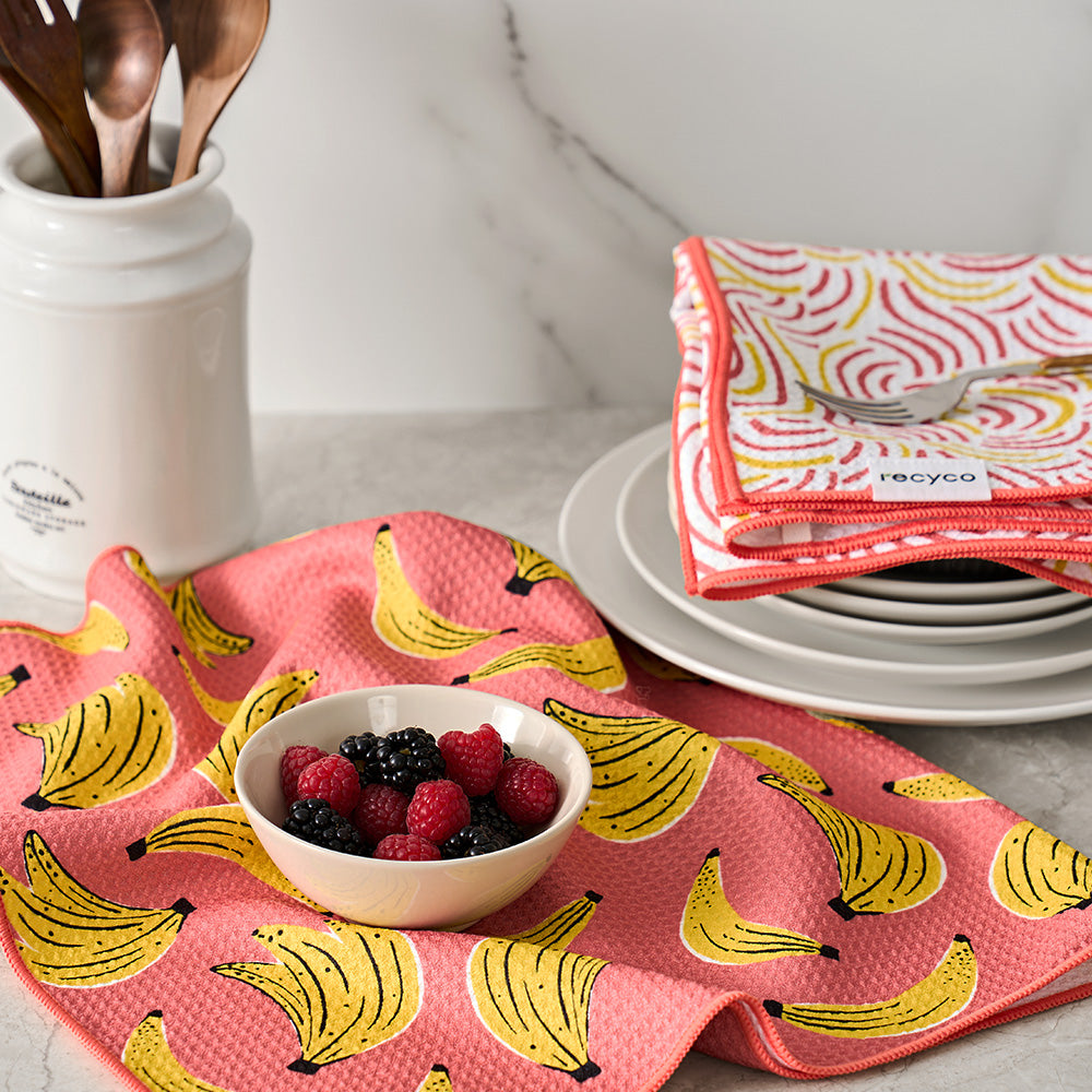 Banana Joy Waffle Kitchen Towel - 2 Pack – Recyco Living LLC