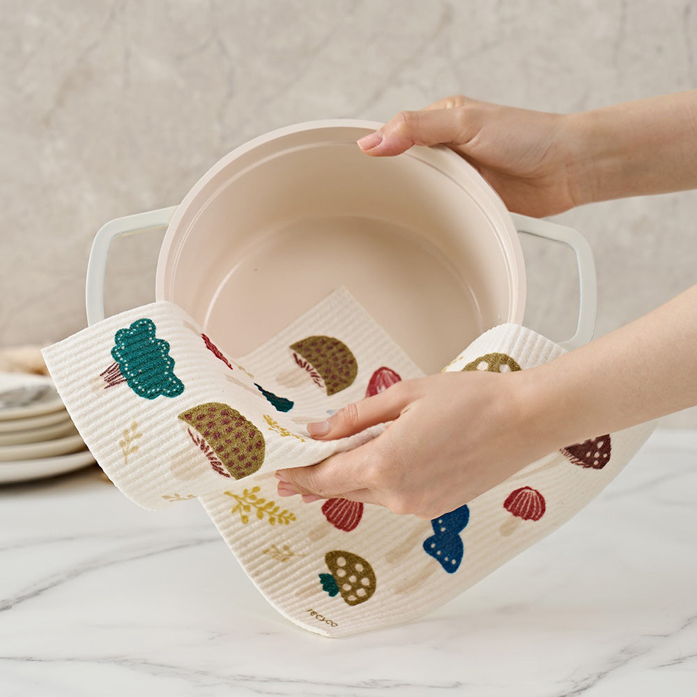 Forest Mushroom Oversized Swedish Dishcloth Set - Thumbnail 3