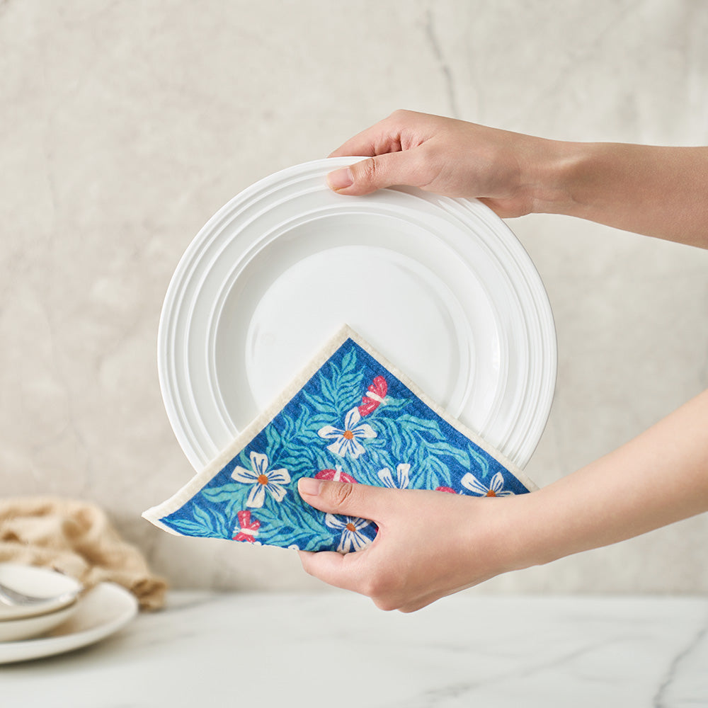Blossom Brilliance Blue Swedish Dishcloth Set - 2 Pack – Recyco