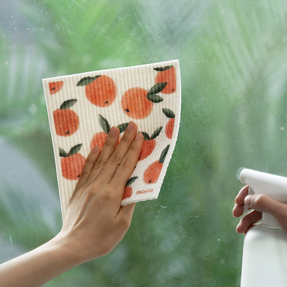 Peachy Leaves Swedish Dishcloth Set - Thumbnail 4