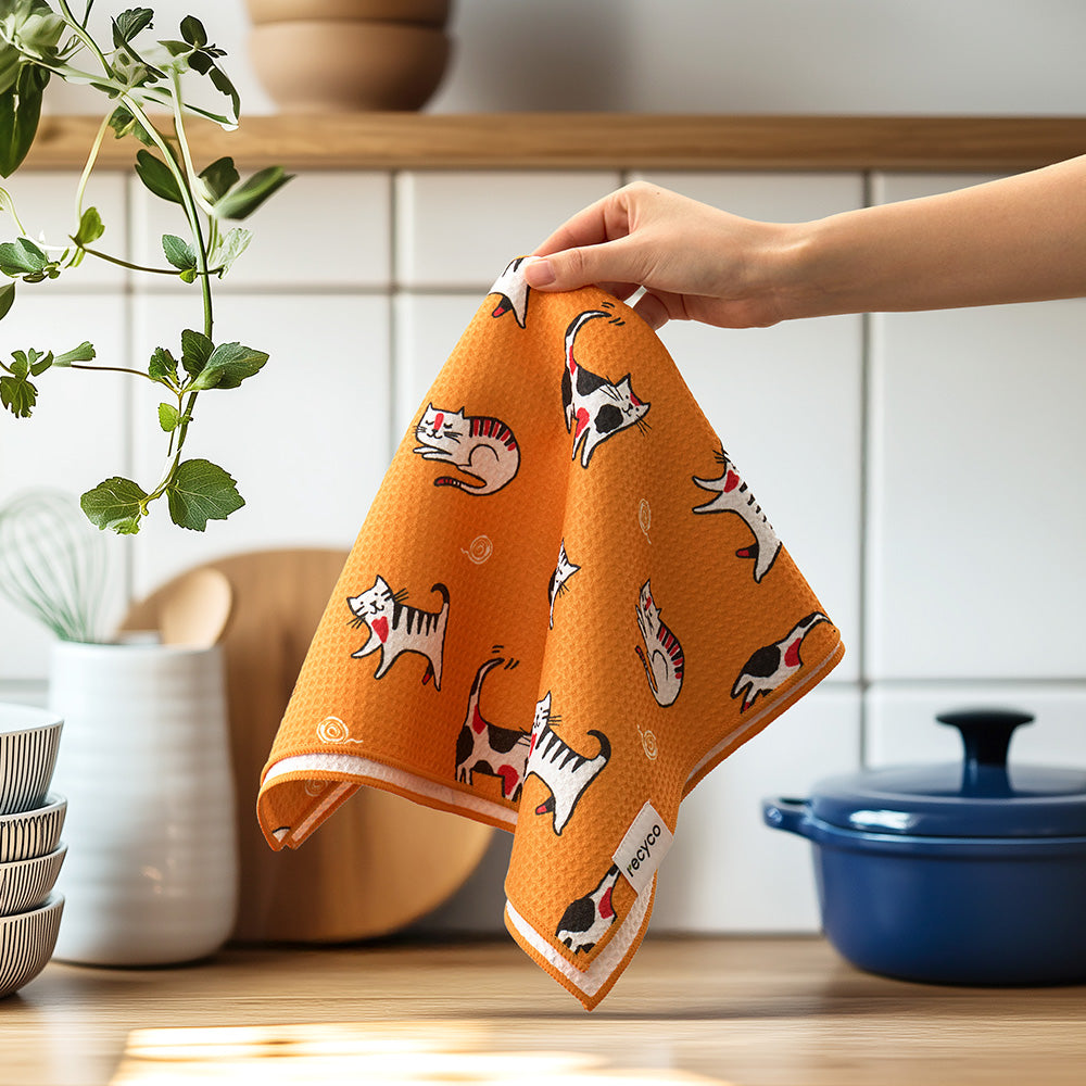 Cuddly Cats Waffle Kitchen Towel - 2 Pack – Recyco Living LLC